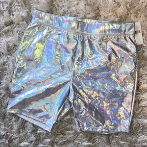 Forever 21 silver galaxy biker shorts, size medium.